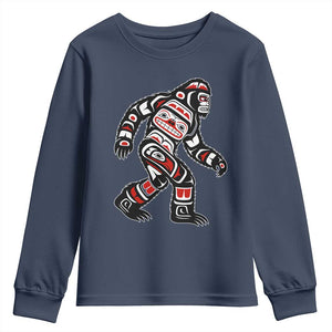 Bigfoot Native American Northwest Coast Art Youth Sweatshirt TS11 Navy Print Your Wear