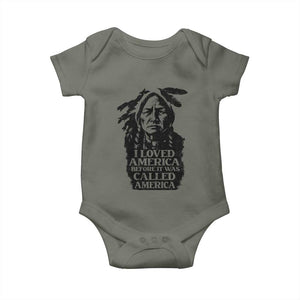 Sitting Bull Baby Onesie I Loved America Before It Was Called America Native American Chief TS11 Military Green Print Your Wear
