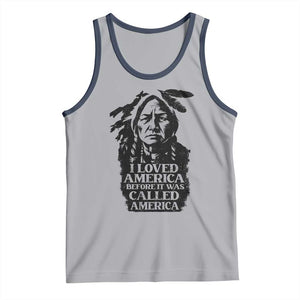 Sitting Bull Tank Top I Loved America Before It Was Called America Native American Chief TS11 Athletic Heather Navy Print Your Wear