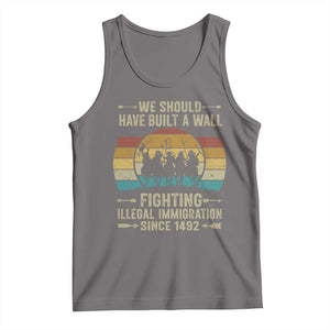 Native American Tank Top We Should Have Built A Wall Fighting Illegal Immigration Since 1492 TS11 Deep Heather Print Your Wear