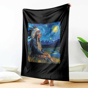 Native American Indian Van Goghs Starry Night Throw Blanket TS11 Print Your Wear