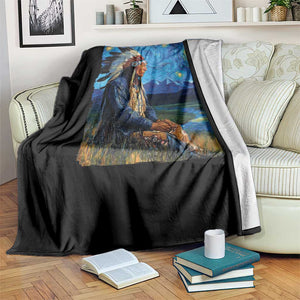 Native American Indian Van Goghs Starry Night Throw Blanket TS11 Print Your Wear
