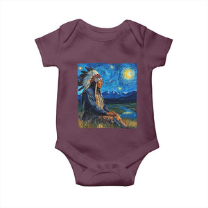 Native American Indian Van Goghs Starry Night Baby Onesie TS11 Maroon Print Your Wear