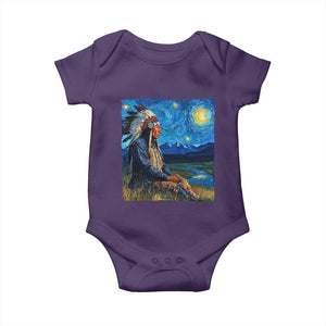 Native American Indian Van Goghs Starry Night Baby Onesie TS11 Purple Print Your Wear
