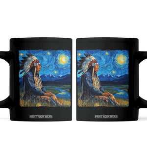 Native American Indian Van Goghs Starry Night Coffee Mug TS11 Black Print Your Wear