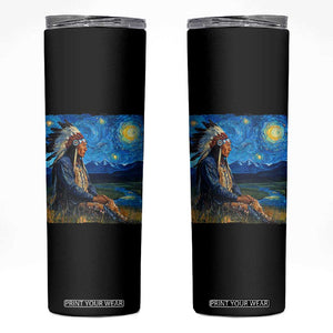 Native American Indian Van Goghs Starry Night Skinny Tumbler TS11 Black Print Your Wear