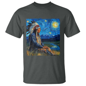 Native American Indian Van Goghs Starry Night T Shirt TS11 Dark Heather Print Your Wear