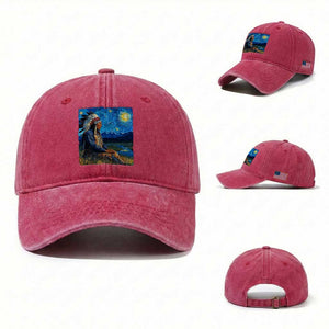 Native American Indian Van Goghs Starry Night Washed Cotton Baseball Cap
