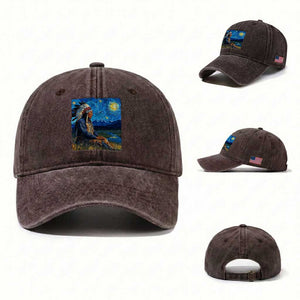 Native American Indian Van Goghs Starry Night Washed Cotton Baseball Cap
