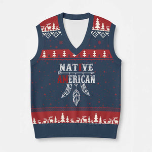 I Am Native American V-Neck Knit Sweater Vest Indigenous Pride Vintage Dreamcatcher Arrow TS11 Navy Red Print Your Wear