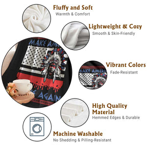 Make America Native Again Throw Blanket Native Indian Pride USA Flag TS11 Print Your Wear