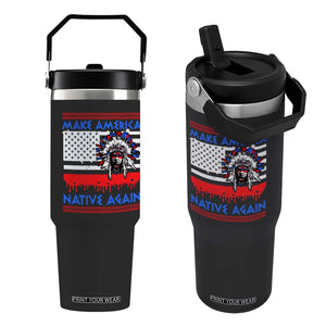 Make America Native Again Flip Straw Tumbler Native Indian Pride USA Flag TS11 One Size: 30 oz Black Print Your Wear