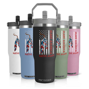 Make America Native Again Flip Straw Tumbler Indigenous Peoples Day USA Flag TS11 Print Your Wear