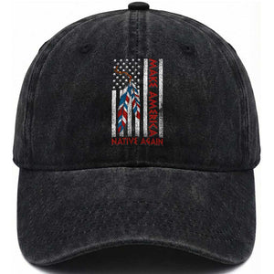Make America Native Again Washed Cotton Baseball Cap Indigenous Peoples Day USA Flag