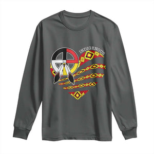 Indigenous Pride Native American Medicine Wheel Long Sleeve Shirt TS11 Dark Heather Print Your Wear