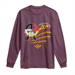 Indigenous Pride Native American Medicine Wheel Long Sleeve Shirt TS11 Maroon Print Your Wear