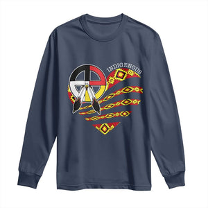 Indigenous Pride Native American Medicine Wheel Long Sleeve Shirt TS11 Navy Print Your Wear