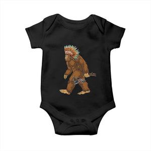 Funny Bigfoot American Indian Native Sasquatch Tomahawk Baby Onesie TS11 Black Print Your Wear