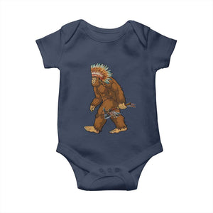 Funny Bigfoot American Indian Native Sasquatch Tomahawk Baby Onesie TS11 Navy Print Your Wear