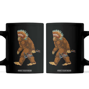 Funny Bigfoot American Indian Native Sasquatch Tomahawk Coffee Mug TS11 Black Print Your Wear