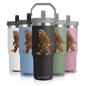 Funny Bigfoot American Indian Native Sasquatch Tomahawk Flip Straw Tumbler TS11 Print Your Wear