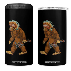 Funny Bigfoot American Indian Native Sasquatch Tomahawk 4 in 1 Can Cooler Tumbler TS11 One Size: 16 oz Black Print Your Wear