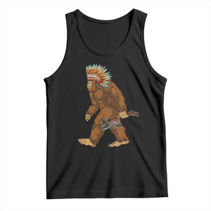 Funny Bigfoot American Indian Native Sasquatch Tomahawk Tank Top TS11 Black Print Your Wear