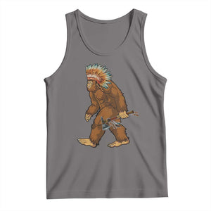 Funny Bigfoot American Indian Native Sasquatch Tomahawk Tank Top TS11 Deep Heather Print Your Wear
