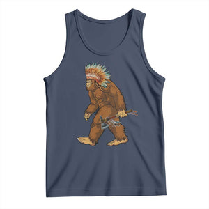 Funny Bigfoot American Indian Native Sasquatch Tomahawk Tank Top TS11 Navy Print Your Wear
