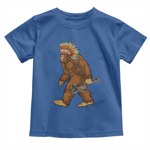 Funny Bigfoot American Indian Native Sasquatch Tomahawk Toddler T Shirt TS11 Royal Blue Print Your Wear