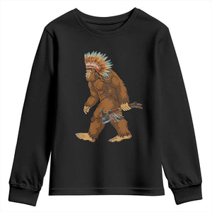 Funny Bigfoot American Indian Native Sasquatch Tomahawk Youth Sweatshirt TS11 Black Print Your Wear