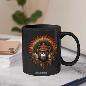 Bigfoot Native American Chief Sasquatch Wearing Headdress Coffee Mug TS11 Print Your Wear