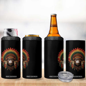 Bigfoot Native American Chief Sasquatch Wearing Headdress 4 in 1 Can Cooler Tumbler TS11 Print Your Wear