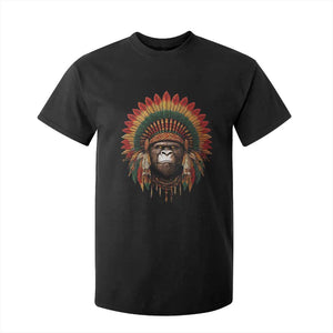 Bigfoot Native American Chief Sasquatch Wearing Headdress T Shirt For Kid TS11 Black Print Your Wear