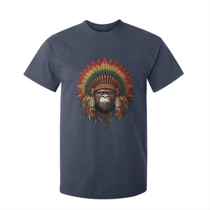 Bigfoot Native American Chief Sasquatch Wearing Headdress T Shirt For Kid TS11 Navy Print Your Wear