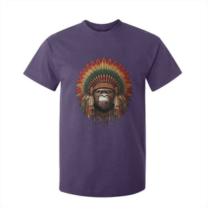 Bigfoot Native American Chief Sasquatch Wearing Headdress T Shirt For Kid TS11 Purple Print Your Wear