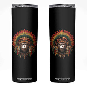 Bigfoot Native American Chief Sasquatch Wearing Headdress Skinny Tumbler TS11 Black Print Your Wear