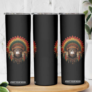 Bigfoot Native American Chief Sasquatch Wearing Headdress Skinny Tumbler TS11 Print Your Wear