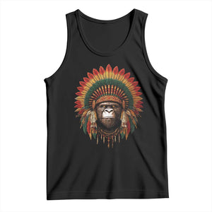Bigfoot Native American Chief Sasquatch Wearing Headdress Tank Top TS11 Black Print Your Wear