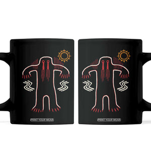 Native American Bigfoot Sasquatch Petroglyph Cave Art Coffee Mug TS11 Black Print Your Wear