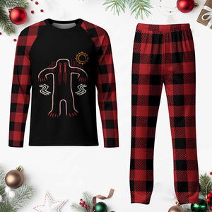 Native American Bigfoot Sasquatch Petroglyph Cave Art Plaid Pajama Set