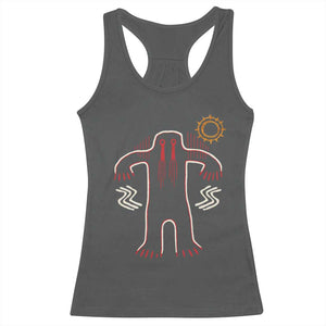 Native American Bigfoot Sasquatch Petroglyph Cave Art Racerback Tank Top TS11 Dark Heather Print Your Wear