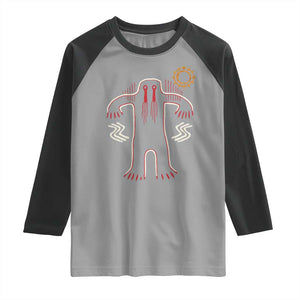Native American Bigfoot Sasquatch Petroglyph Cave Art Raglan Shirt TS11 Sport Gray Black Print Your Wear