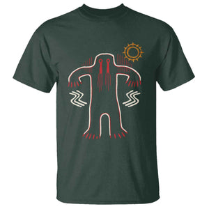 Native American Bigfoot Sasquatch Petroglyph Cave Art T Shirt TS11 Dark Forest Green Print Your Wear