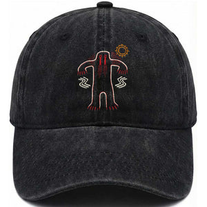 Native American Bigfoot Sasquatch Petroglyph Cave Art Washed Cotton Baseball Cap