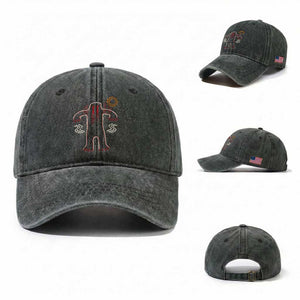 Native American Bigfoot Sasquatch Petroglyph Cave Art Washed Cotton Baseball Cap