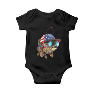 Funny Patriot American Flag Bass Fish Fishing Baby Onesie TS11 Black Print Your Wear