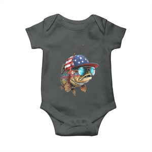 Funny Patriot American Flag Bass Fish Fishing Baby Onesie TS11 Dark Heather Print Your Wear