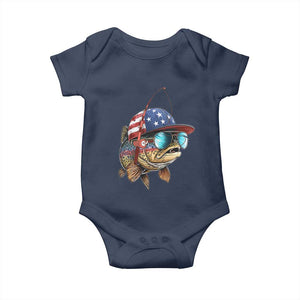 Funny Patriot American Flag Bass Fish Fishing Baby Onesie TS11 Navy Print Your Wear
