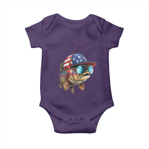 Funny Patriot American Flag Bass Fish Fishing Baby Onesie TS11 Purple Print Your Wear